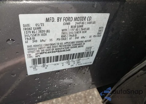 2023 Ford Edge Titanium из США, поврежденный, VIN 2FMPK4K96PBA46349